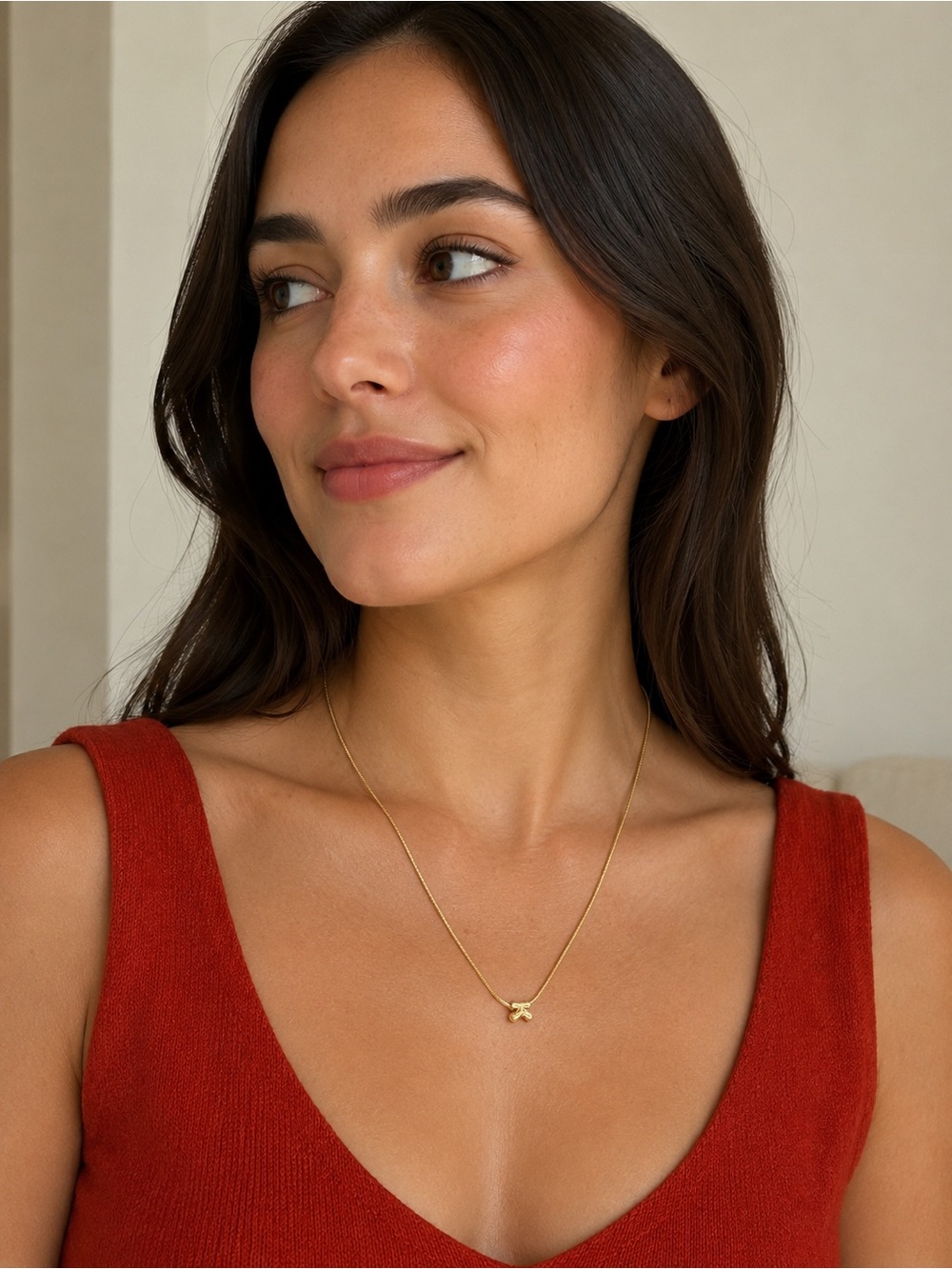 Anthropologie sideways K petite gold necklace - Picture 2 of 5